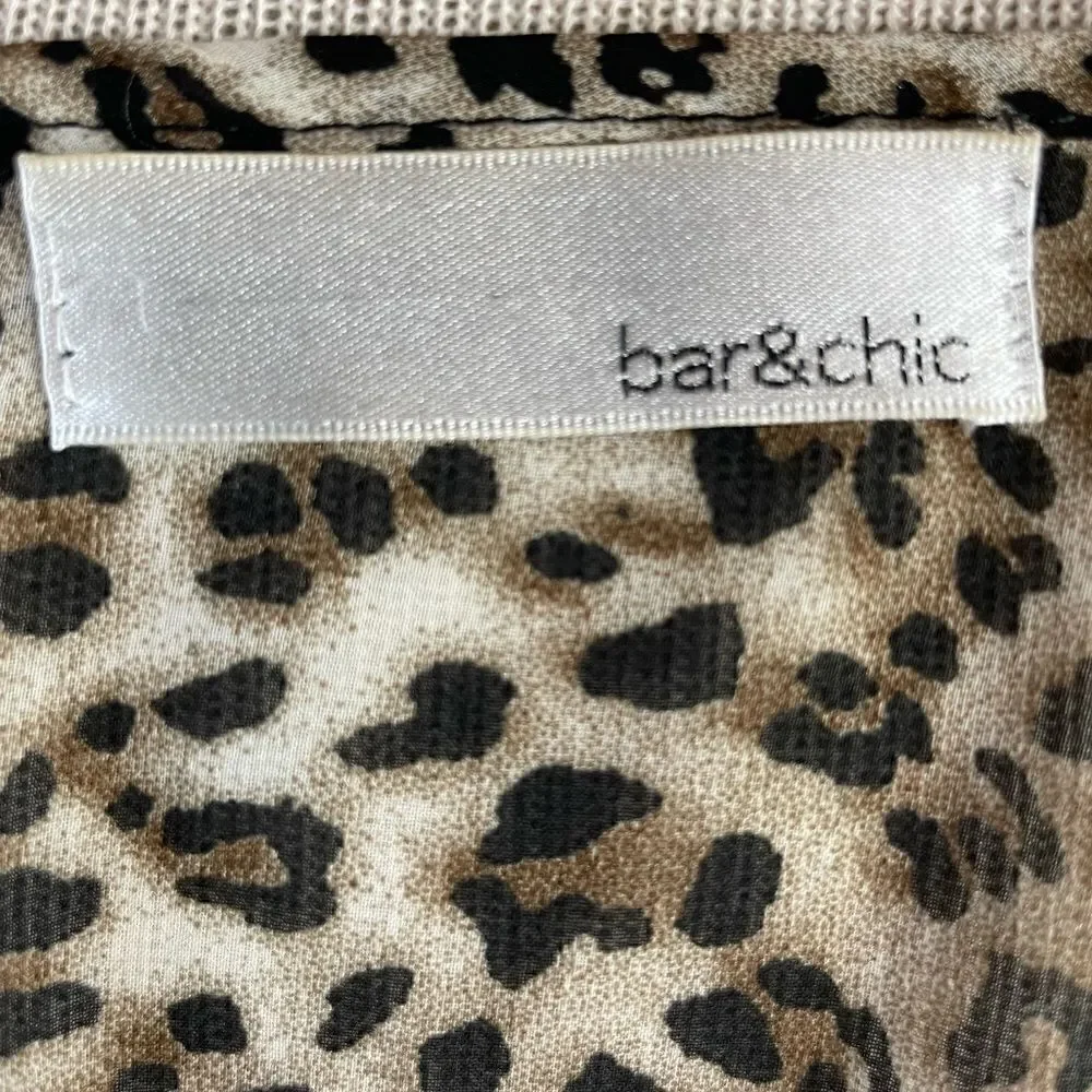 Bar & Chic Leopard Print Blouse Top Size S EUC